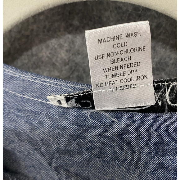 PRIAMO Chambray Nightgown Womens Sz M‎ Blue Embroidered Full Zip Made in USA - Picture 4 of 5